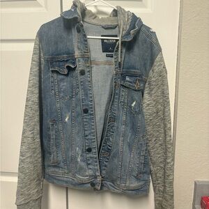 Denim Jacket with Gray Hoodie